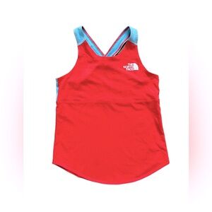 The North Face Never Stop Athletic Tank Red Orange Light Blue Girls Size S (7/8)